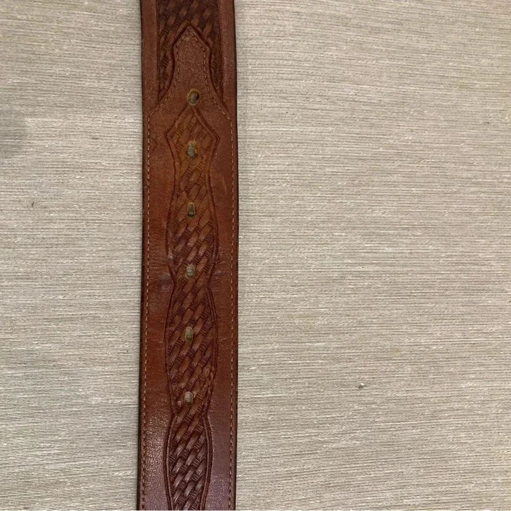 JUSTIN Tooled Leather Belt with Eagle Design Bring your Own Buckle - Picture 6 of 8